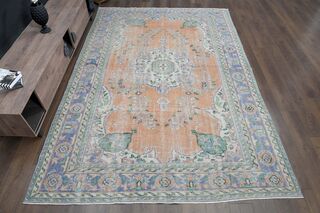 Orange Purple Vintage Anatolian Rug - Thumbnail