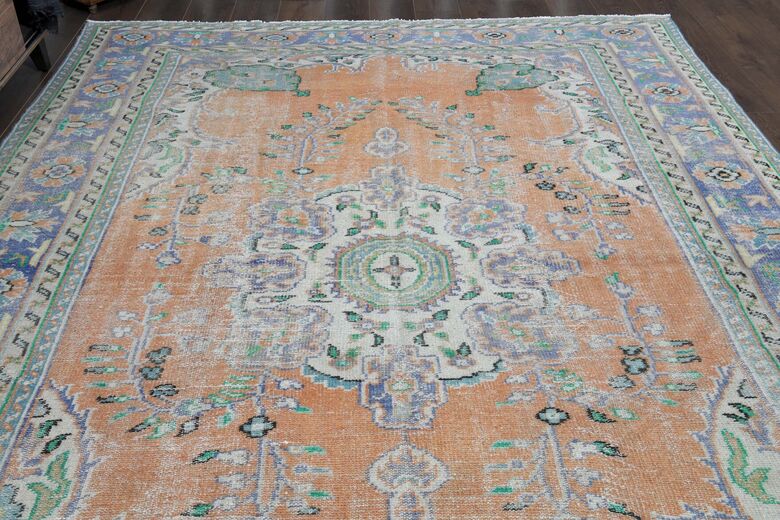Orange Purple Vintage Anatolian Rug