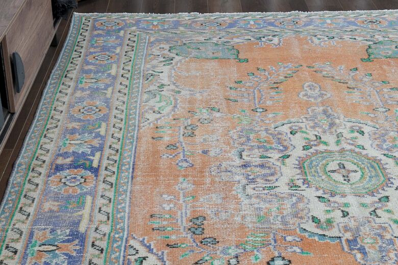 Orange Purple Vintage Anatolian Rug