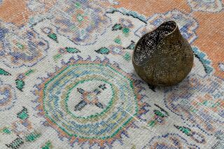 Orange Purple Vintage Anatolian Rug - Thumbnail