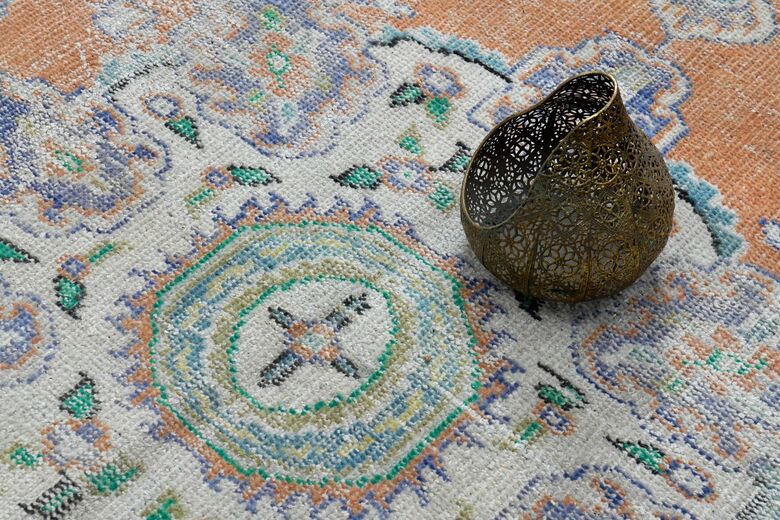 Orange Purple Vintage Anatolian Rug