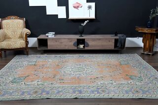 Orange Purple Vintage Anatolian Rug - Thumbnail