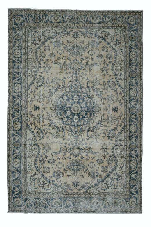 Navy Blue Brown Handmade Rug