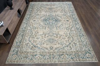 Navy Blue Brown Handmade Rug - Thumbnail