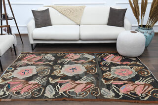 Dark Garden - Handmade Vintage Anatolian Area Rug - Thumbnail