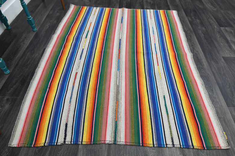 Handmade Vintage Striped Kilim