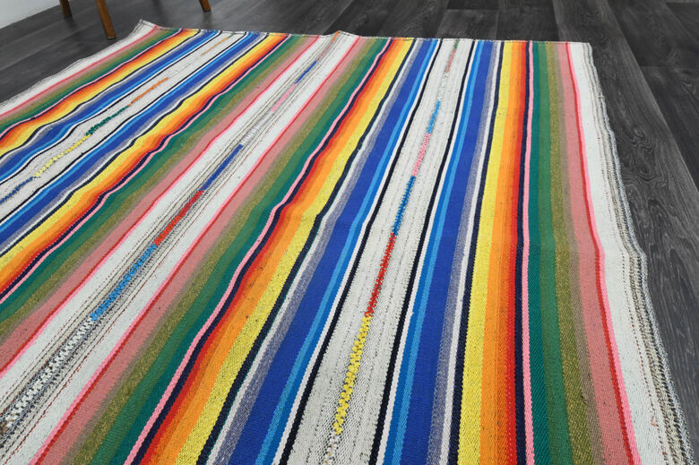 Handmade Vintage Striped Kilim