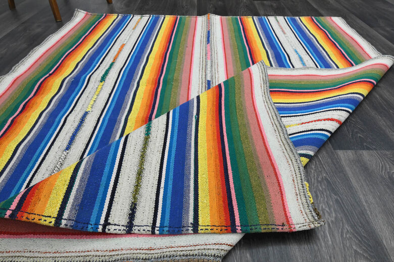 Handmade Vintage Striped Kilim