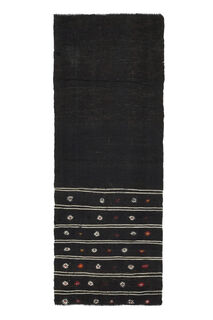 Black Kilim Vintage Runner Rug - Thumbnail