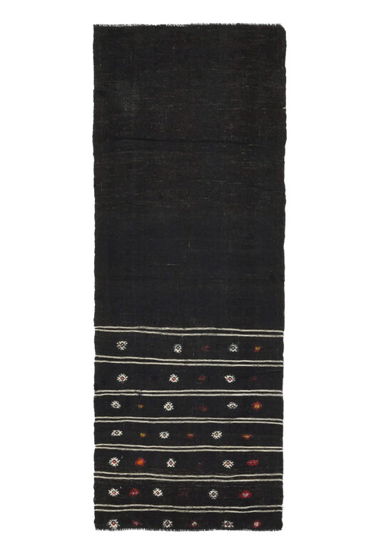 Black Kilim Vintage Runner Rug