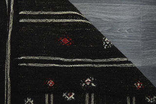 Black Kilim Vintage Runner Rug - Thumbnail