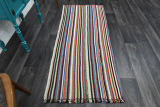 Striped Runner - Handmade Vintage Rug - Thumbnail