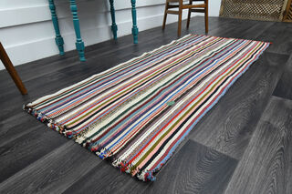 Striped Runner - Handmade Vintage Rug - Thumbnail