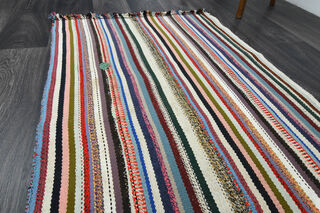 Striped Runner - Handmade Vintage Rug - Thumbnail