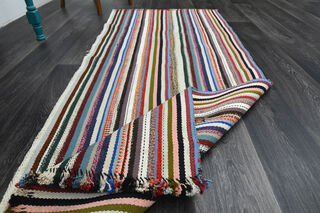 Striped Runner - Handmade Vintage Rug - Thumbnail