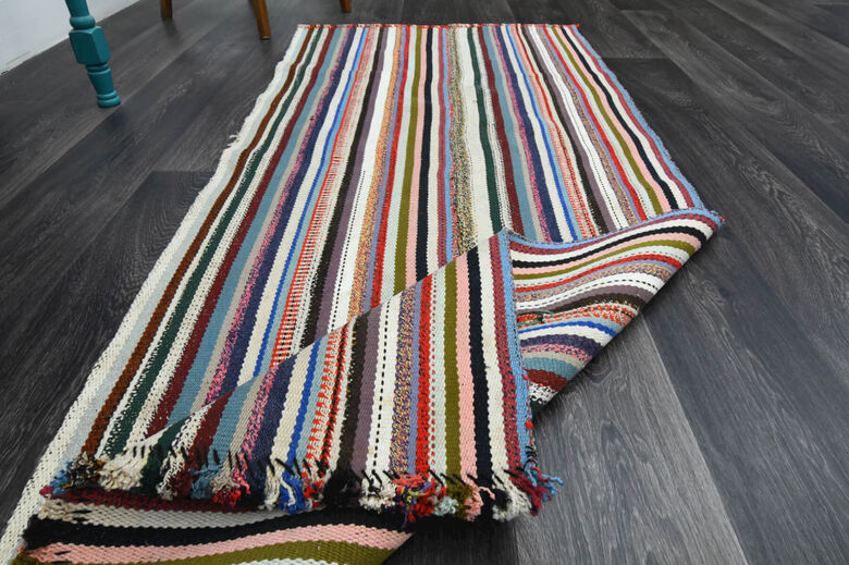 Striped Runner - Handmade Vintage Rug