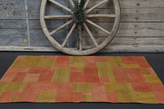 Mustard & Peach - Patchwork Handmade Vintage Area Rug - Thumbnail