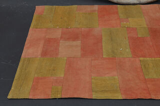 Mustard & Peach - Patchwork Handmade Vintage Area Rug - Thumbnail