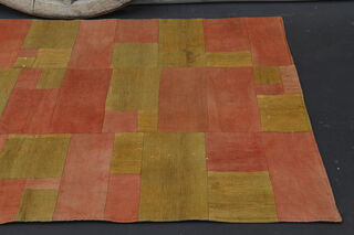 Mustard & Peach - Patchwork Handmade Vintage Area Rug - Thumbnail