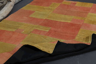 Mustard & Peach - Patchwork Handmade Vintage Area Rug - Thumbnail