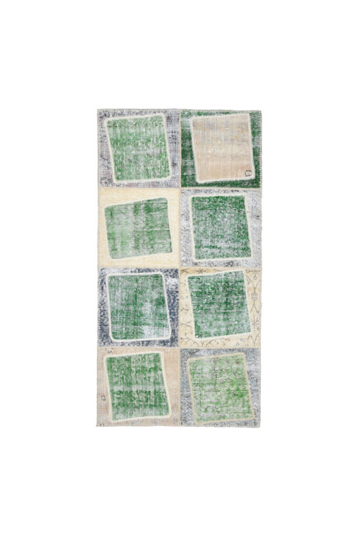 Boxes - Greeen Patchwork Handmade Vintage Rug