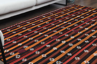 Handmade Vintage Flatweave Carpet - Thumbnail