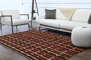 Handmade Vintage Flatweave Carpet - Thumbnail