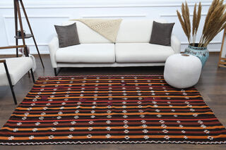 Handmade Vintage Flatweave Carpet - Thumbnail