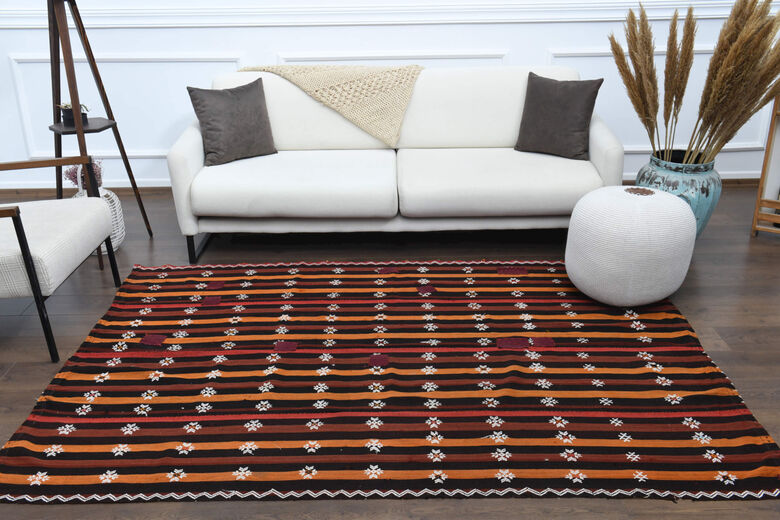 Handmade Vintage Flatweave Carpet