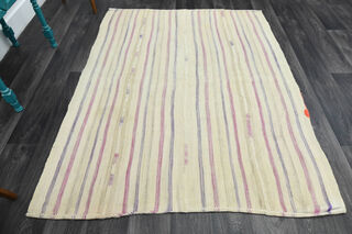 Cream Colored - Handmade Vintage Area Rug - Thumbnail