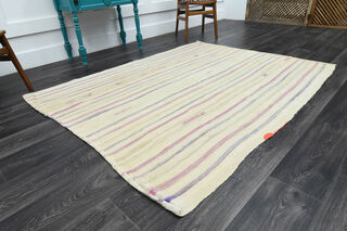 Cream Colored - Handmade Vintage Area Rug - Thumbnail