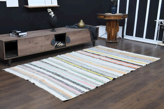 Flatweave Carpet - Handmade Vintage Area Rug - Thumbnail