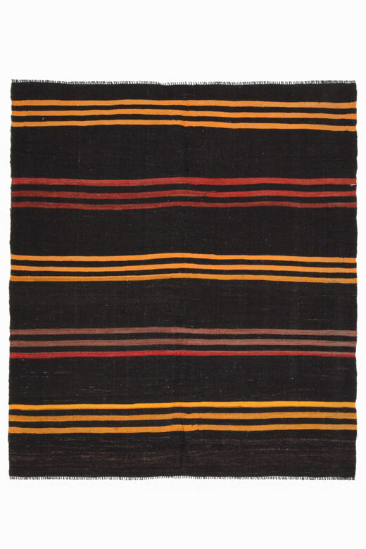 Black Carpet - Handmade Vintage Area Rug
