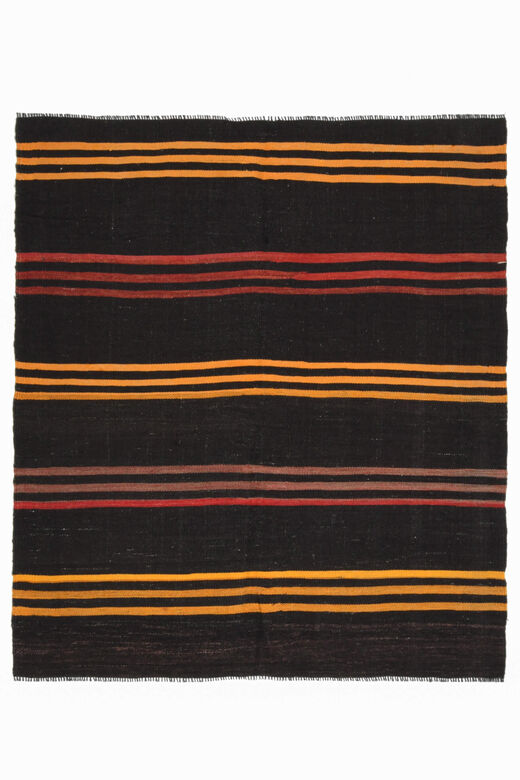 Black Carpet - Handmade Vintage Area Rug