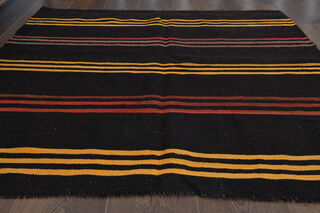 Black Carpet - Handmade Vintage Area Rug - Thumbnail