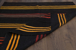 Black Carpet - Handmade Vintage Area Rug - Thumbnail