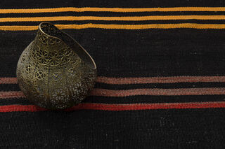 Black Carpet - Handmade Vintage Area Rug - Thumbnail