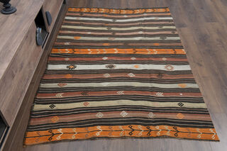 Handmade Vintage Kilim Area Rug - Thumbnail