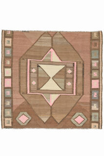 Handmade Vintage Square Area Rug 4x4 - Thumbnail