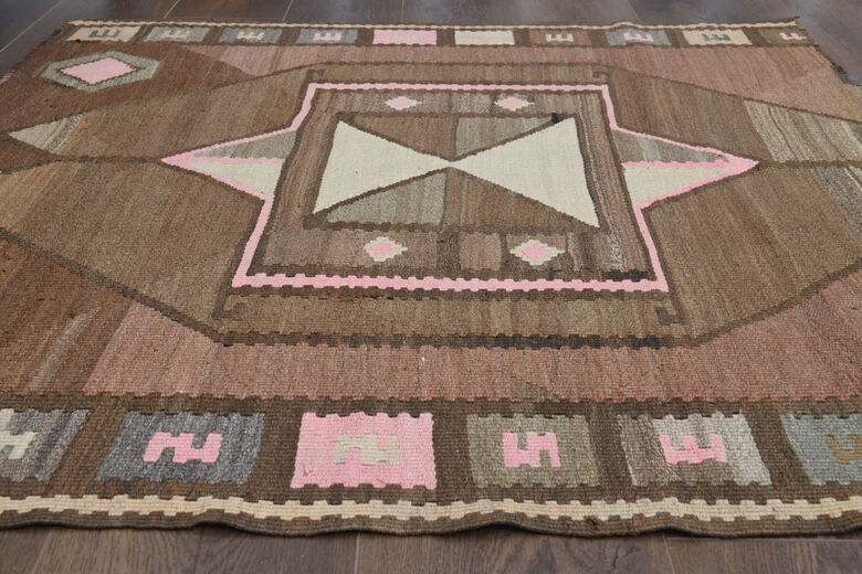 Handmade Vintage Square Area Rug 4x4