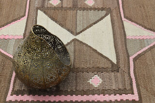 Handmade Vintage Square Area Rug 4x4 - Thumbnail