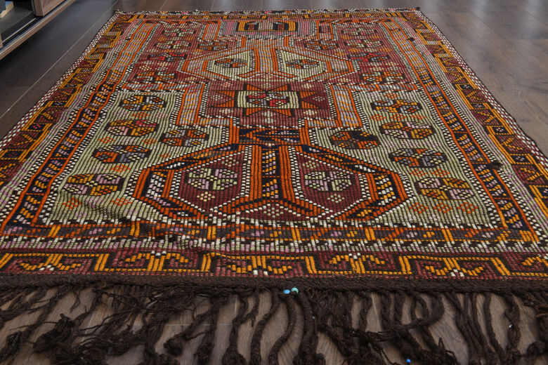 Unique Tasseled Oushak Carpet - Handmade Vintage Rug