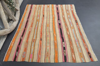 Handmade Vintage Area Kilim Rug - Thumbnail