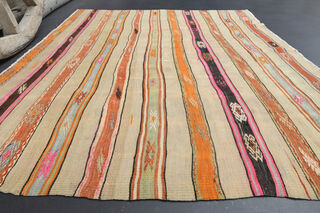 Handmade Vintage Area Kilim Rug - Thumbnail