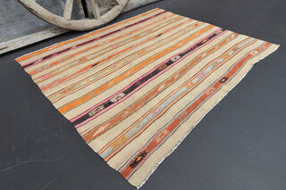 Handmade Vintage Area Kilim Rug - Thumbnail