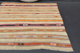 Handmade Vintage Area Kilim Rug - Thumbnail