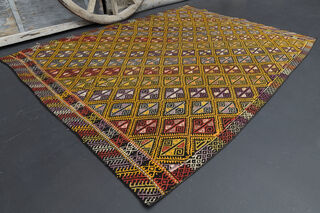 Handmade Vintage Area Kilim Rug - Thumbnail