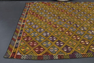 Handmade Vintage Area Kilim Rug - Thumbnail