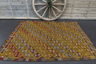 Handmade Vintage Area Kilim Rug - Thumbnail