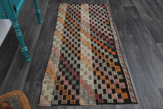 Handmade Vintage Area Kilim Rug - Thumbnail